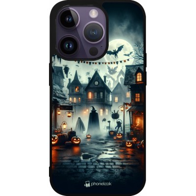 Coque iPhone 15 Pro - Silicone rigide noir Halloween Spookville