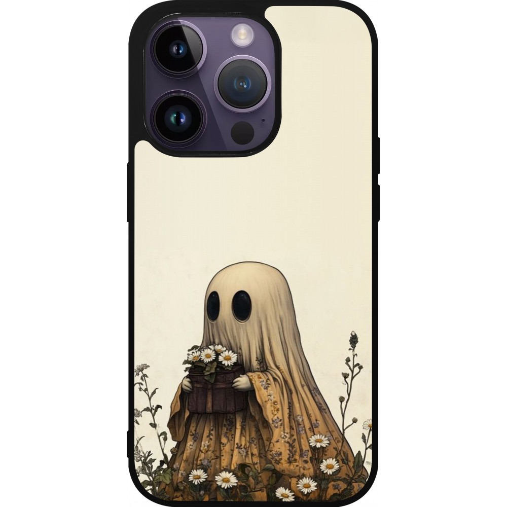 Coque iPhone 15 Pro - Silicone rigide noir Halloween 2025 Ghost gardener