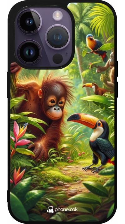 iPhone 15 Pro Case Hülle - Silikon schwarz Tropischer Dschungel Tayrona