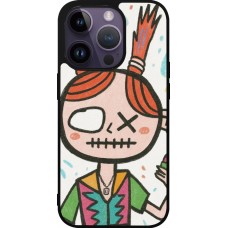 Coque iPhone 15 Pro - Silicone rigide noir Little Girl Sketch