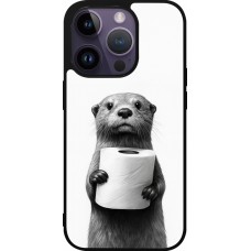 iPhone 15 Pro Case Hülle - Silikon schwarz Otter Toilettenpapier
