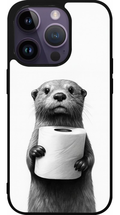 iPhone 15 Pro Case Hülle - Silikon schwarz Otter Toilettenpapier