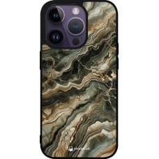 iPhone 15 Pro Case Hülle - Silikon schwarz Oliv Marmor