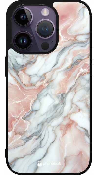 iPhone 15 Pro Case Hülle - Silikon schwarz Rosa Leuchtender Marmor