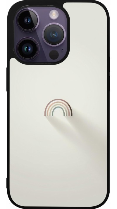 iPhone 15 Pro Case Hülle - Silikon schwarz Mini Regenbogen Minimal