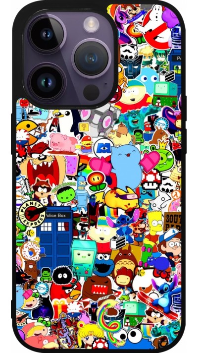 iPhone 15 Pro Case Hülle - Silikon schwarz Mixed cartoons