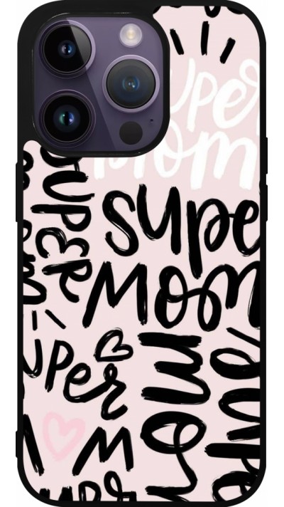 Coque iPhone 15 Pro - Silicone rigide noir Mom 2024 Super mom