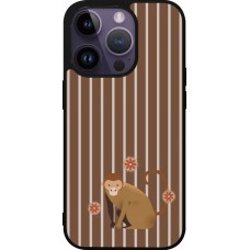 Coque iPhone 15 Pro - Silicone rigide noir Monkey with stripes