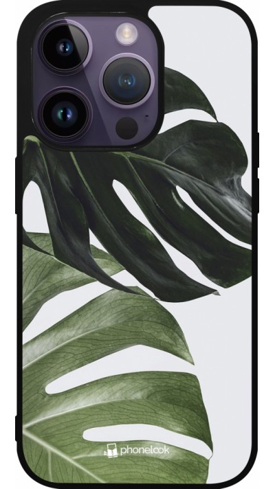 Coque iPhone 15 Pro - Silicone rigide noir Monstera Plant