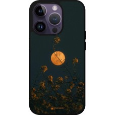 iPhone 15 Pro Case Hülle - Silikon schwarz Moon Flowers