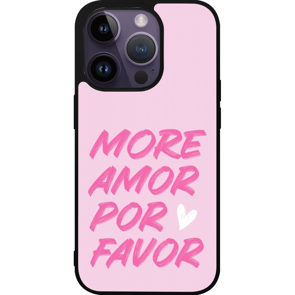Coque iPhone 15 Pro - Silicone rigide noir More amor porfavor