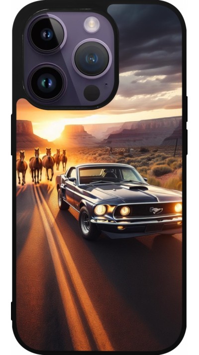 Coque iPhone 15 Pro - Silicone rigide noir Mustang 69 Grand Canyon