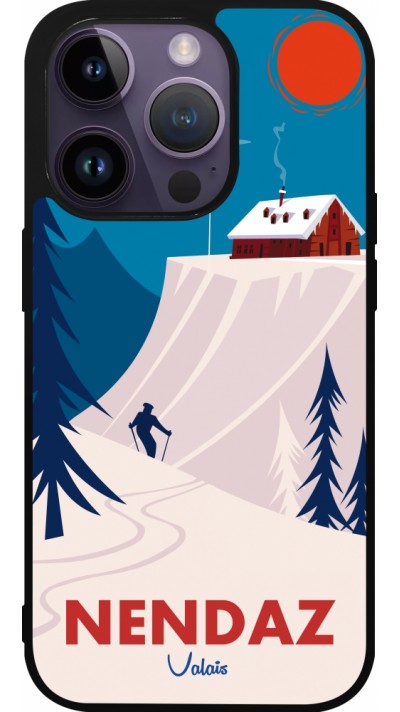 Coque iPhone 15 Pro - Silicone rigide noir Nendaz Cabane Ski