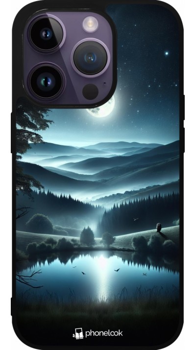 Coque iPhone 15 Pro - Silicone rigide noir Night Sky View