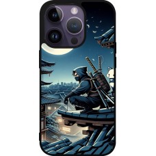 iPhone 15 Pro Case Hülle - Silikon schwarz Ninja unter dem Mond