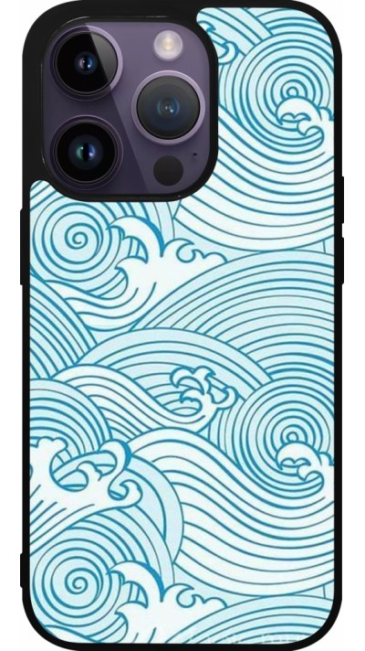 Coque iPhone 15 Pro - Silicone rigide noir Ocean Waves