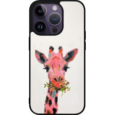 iPhone 15 Pro Case Hülle - Silikon schwarz Pink Girafe Paint