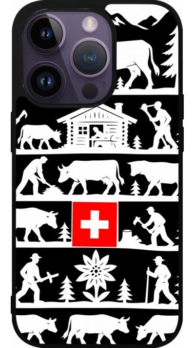 Coque iPhone 15 Pro - Silicone rigide noir Poya Suisse 1 noir