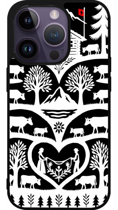 Coque iPhone 15 Pro - Silicone rigide noir Poya Suisse 2 noir
