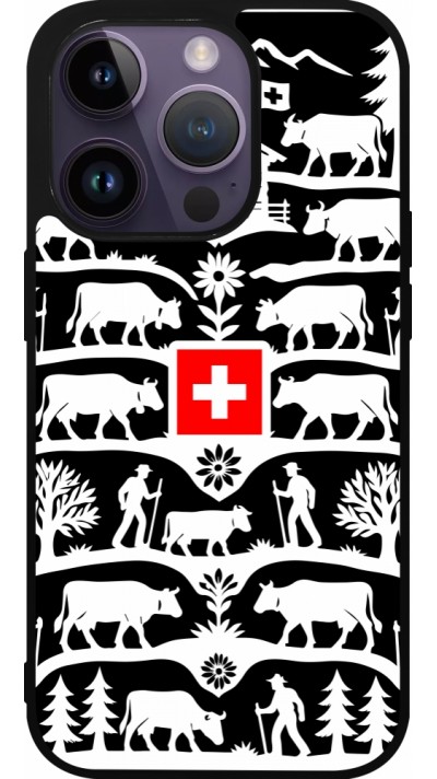 Coque iPhone 15 Pro - Silicone rigide noir Poya Suisse 3 noir