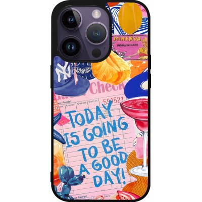Coque iPhone 15 Pro - Silicone rigide noir Preppy Today is Going to be a good day