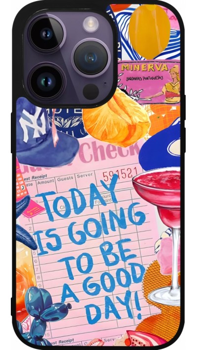 Coque iPhone 15 Pro - Silicone rigide noir Preppy Today is Going to be a good day
