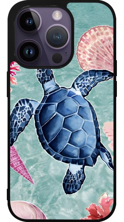 Coque iPhone 15 Pro - Silicone rigide noir Preppy Turtle