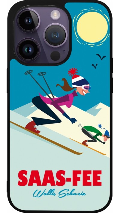 Coque iPhone 15 Pro - Silicone rigide noir Saas-Fee Ski Downhill