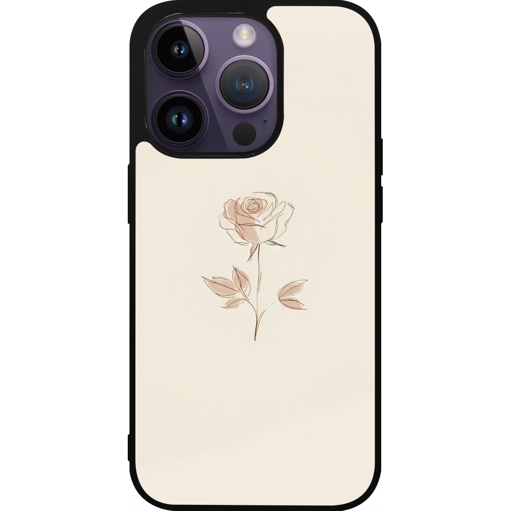 Coque iPhone 15 Pro - Silicone rigide noir Sable Rose Minimaliste