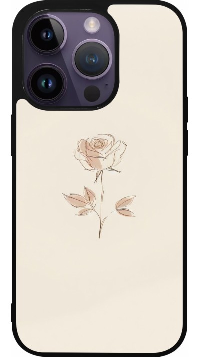 Coque iPhone 15 Pro - Silicone rigide noir Sable Rose Minimaliste