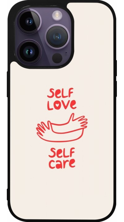 Coque iPhone 15 Pro - Silicone rigide noir Saint Valentines Day 26 Self love self care