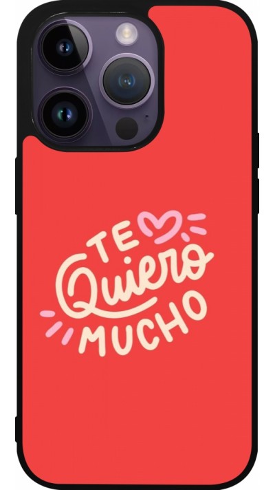 Coque iPhone 15 Pro - Silicone rigide noir Saint Valentines Day 26 Te quiero mucho