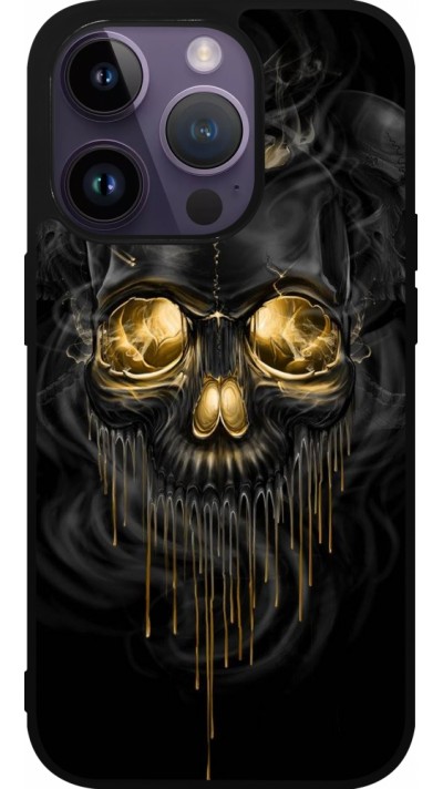 Coque iPhone 15 Pro - Silicone rigide noir Skull 02