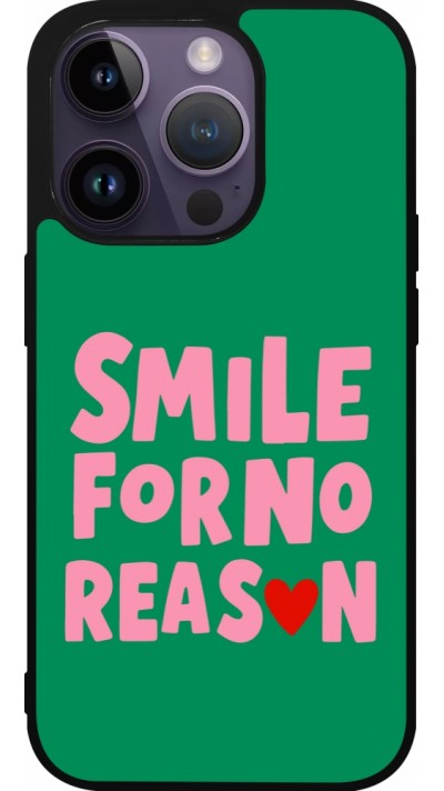 Coque iPhone 15 Pro - Silicone rigide noir Smile for no reason 2026