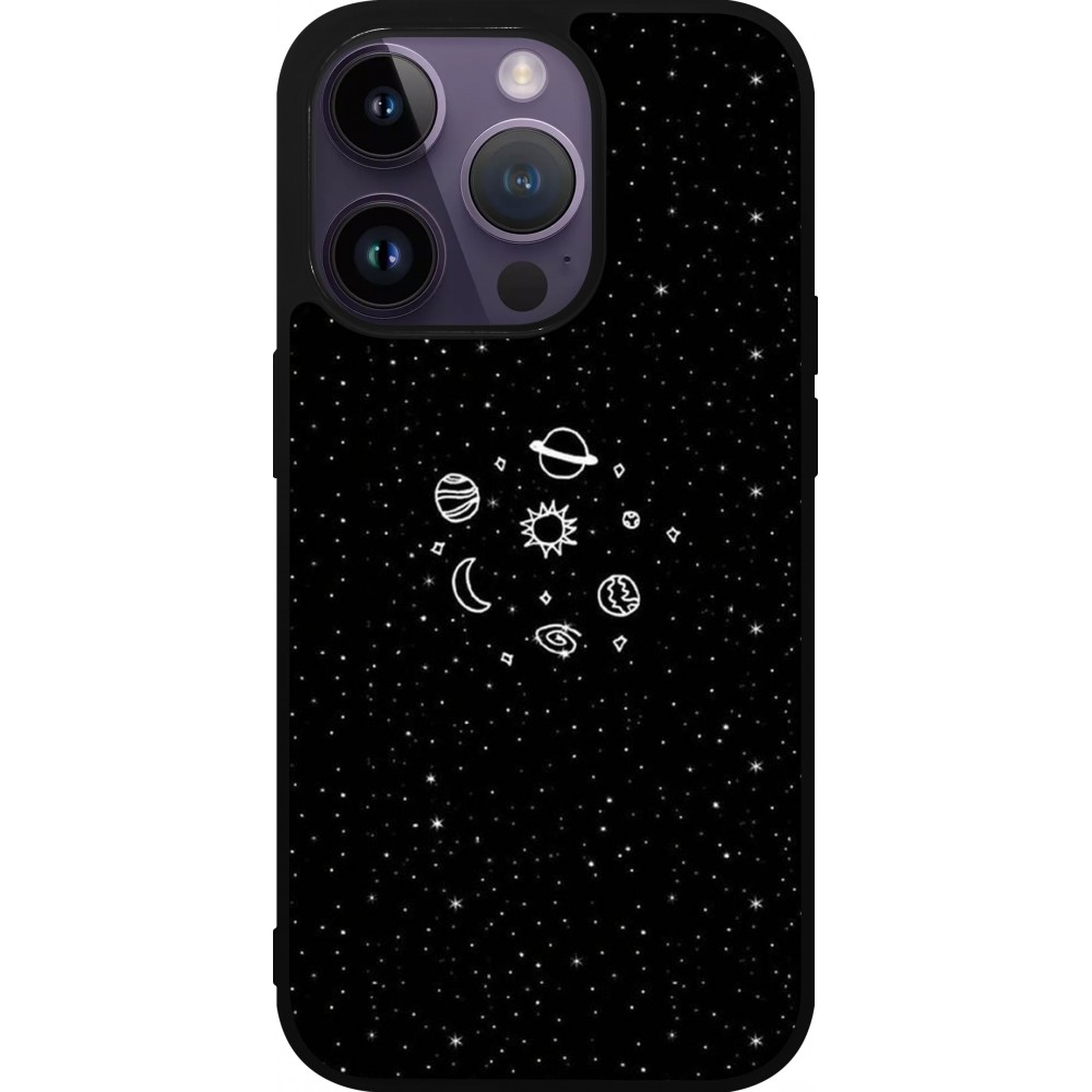 Coque iPhone 15 Pro - Silicone rigide noir Space Doodle