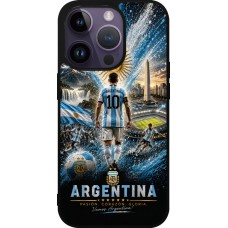 Coque iPhone 15 Pro - Silicone rigide noir Football Argentine splash 2026