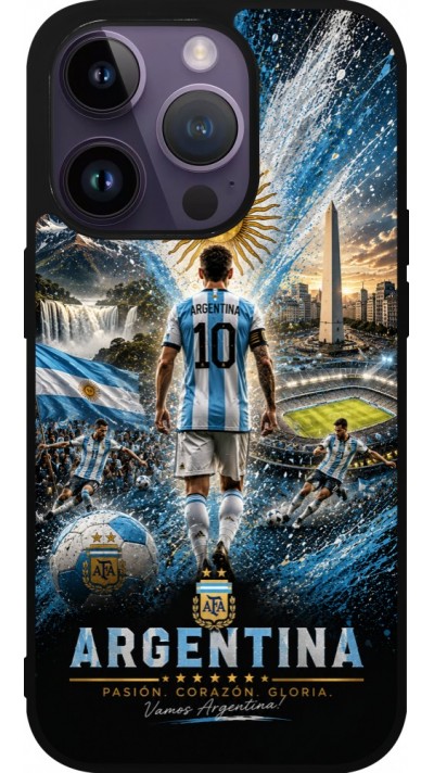 iPhone 15 Pro Case Hülle - Silikon schwarz Fussball Argentinien splash 2026