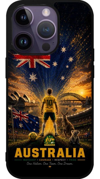 iPhone 15 Pro Case Hülle - Silikon schwarz Fussball Australien splash 2026