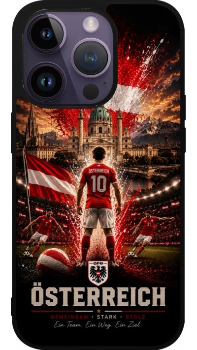 iPhone 15 Pro Case Hülle - Silikon schwarz Fussball Österreich splash 2026