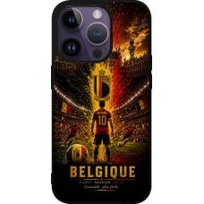 Coque iPhone 15 Pro - Silicone rigide noir Football Belgique splash 2026