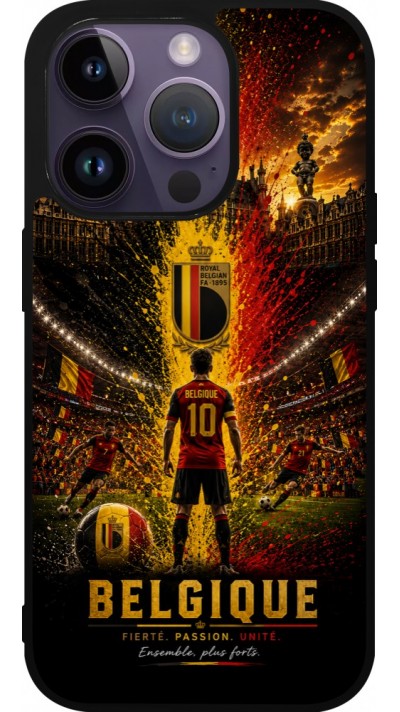 iPhone 15 Pro Case Hülle - Silikon schwarz Fussball Belgien splash 2026