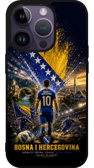 iPhone 15 Pro Case Hülle - Silikon schwarz Fussball Bosnien und Herzegowina splash 2026