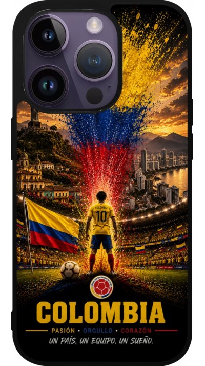iPhone 15 Pro Case Hülle - Silikon schwarz Fussball Kolumbien splash 2026