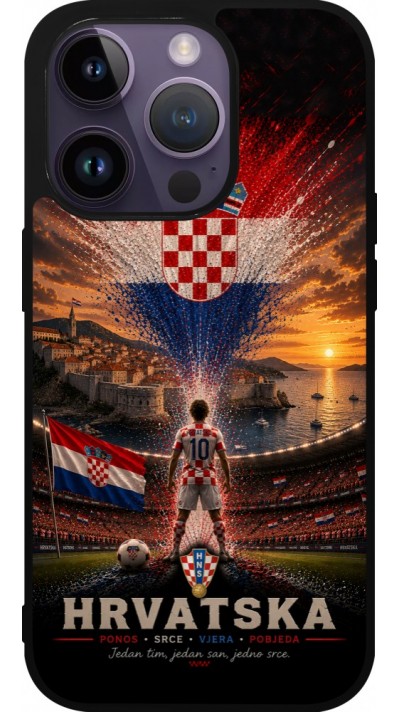 iPhone 15 Pro Case Hülle - Silikon schwarz Fussball Kroatien splash 2026