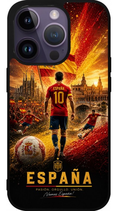 iPhone 15 Pro Case Hülle - Silikon schwarz Fussball Espanien splash 2026