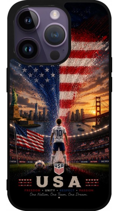 iPhone 15 Pro Case Hülle - Silikon schwarz Fussball Vereinigten Staaten splash 2026