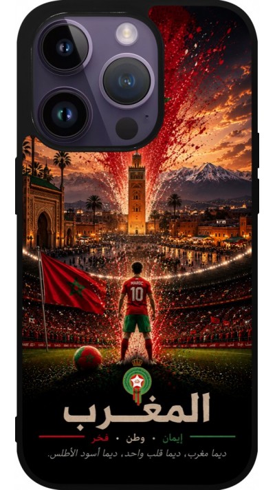 iPhone 15 Pro Case Hülle - Silikon schwarz Fussball Marokko splash 2026