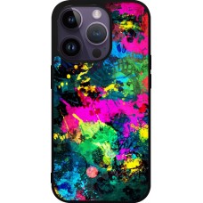 Coque iPhone 15 Pro - Silicone rigide noir Splash paint