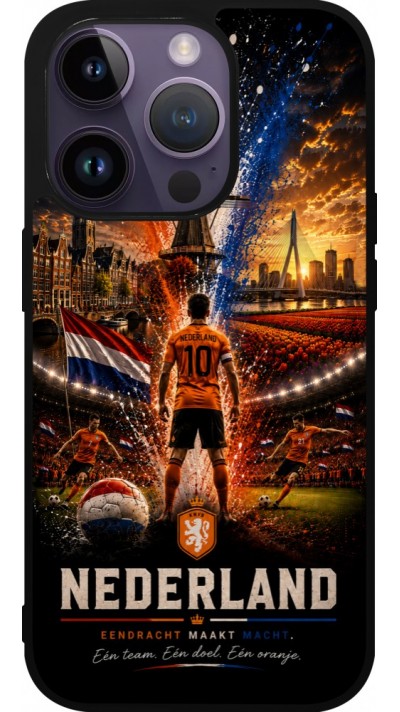 iPhone 15 Pro Case Hülle - Silikon schwarz Fussball Niederlande splash 2026