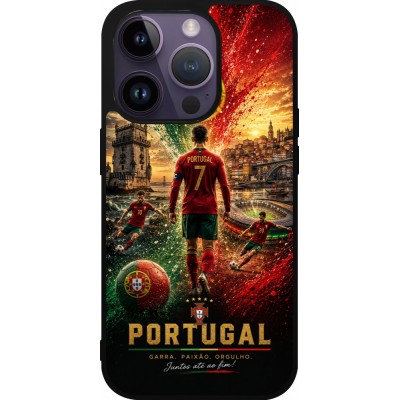 iPhone 15 Pro Case Hülle - Silikon schwarz Fussball Portugal splash 2026